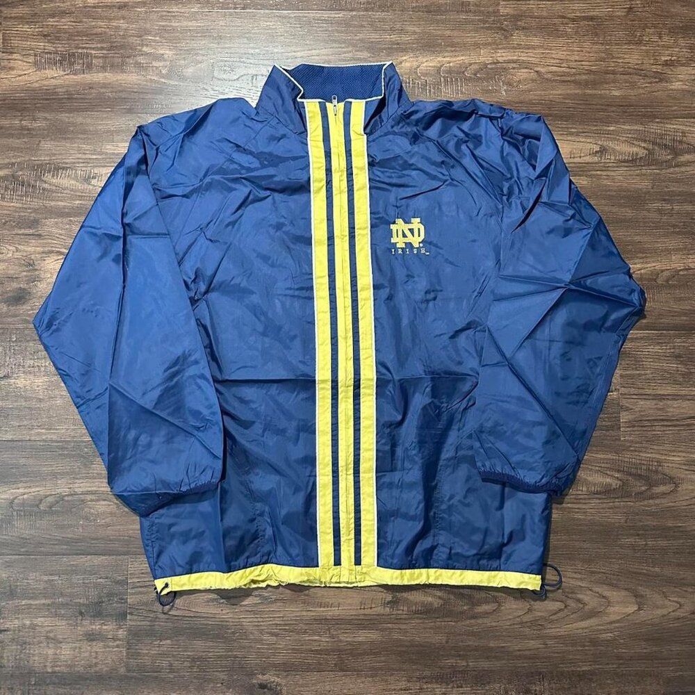 VINTAGE 90s ADIDAS Notre Dame Fighting Irish Windbreaker - XL